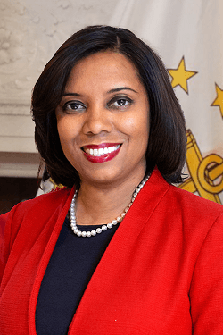 Official portrait of Sabina Matos, archived from Rhode Island Department of State government directory.