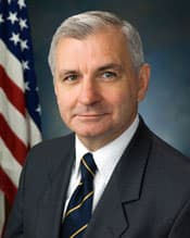 Official portrait of Jack Reed, archived from Rhode Island Department of State government directory.